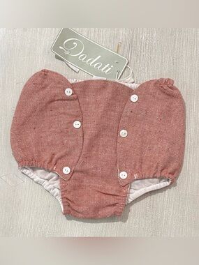 NWT Dadati European Boutique Light Burgundy Baby Bloomers with Button Details